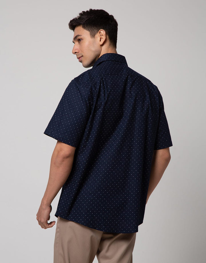 Cole Short Sleeve Shirt Regular Slub Print Geo