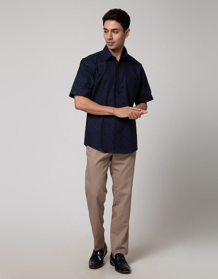 Cole Short Sleeve Shirt Regular Slub Print Geo