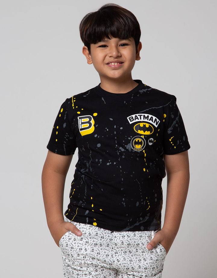 Character Short Sleeve T-Shirt Batman Print Splash Logo