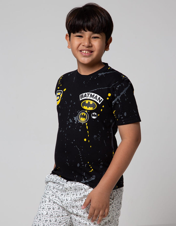 Character Short Sleeve T-Shirt Batman Print Splash Logo
