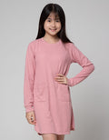 Nevada Long Sleeve Midi Dress Waffle Fabric With Pocket