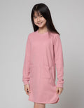 Nevada Long Sleeve Midi Dress Waffle Fabric With Pocket
