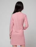 Nevada Long Sleeve Midi Dress Waffle Fabric With Pocket