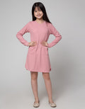 Nevada Long Sleeve Midi Dress Waffle Fabric With Pocket
