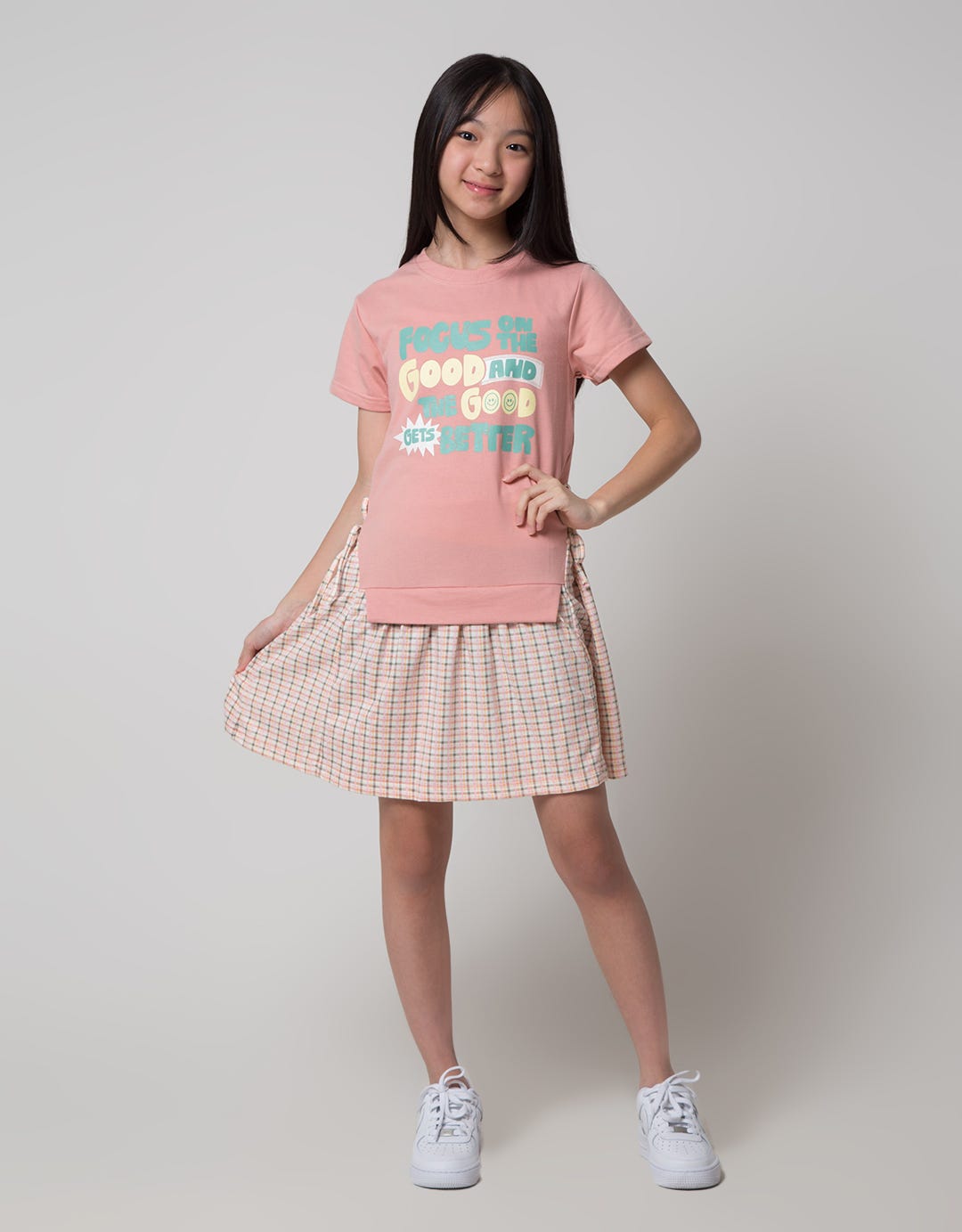 Nevada Short Sleeve Midi Dress Comb Checker Skirt Focus On The Good