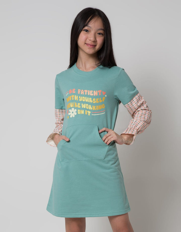 Nevada Long Sleeve Midi Dress Checker Be Patient