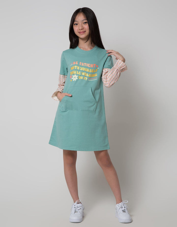 Nevada Long Sleeve Midi Dress Checker Be Patient