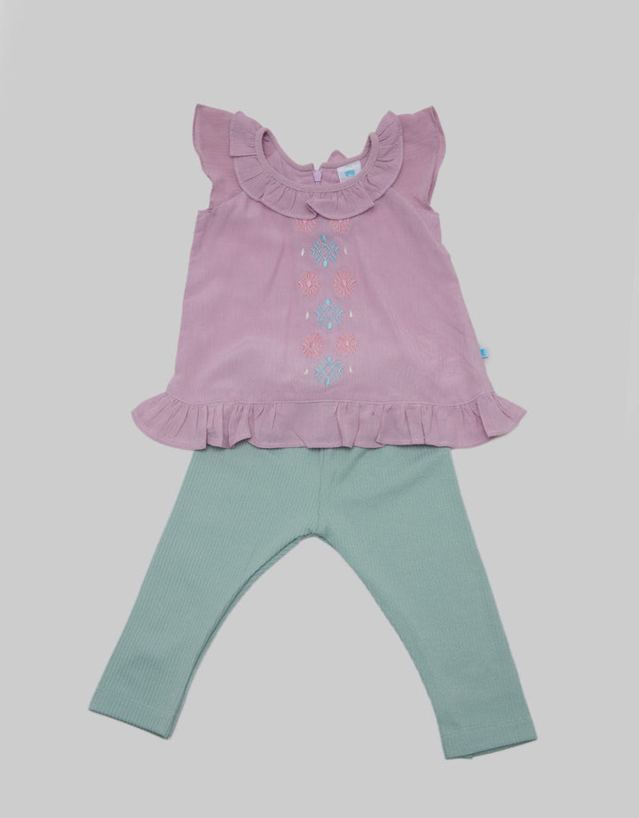 Pipiniko Textured Embro Leggings Tunic Set