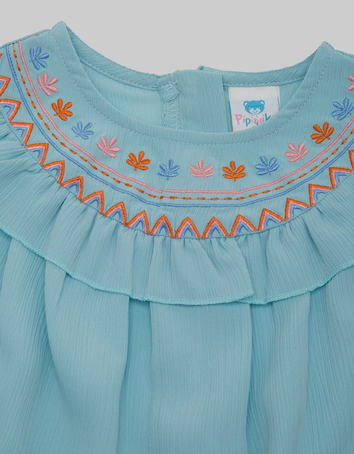 Pipiniko Dress Long Sleeve Emb Geometricro