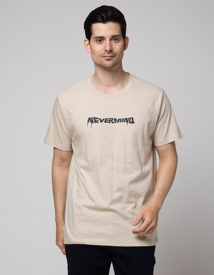 T Zone Short Sleeve T-Shirt Big Size Print Nevermind
