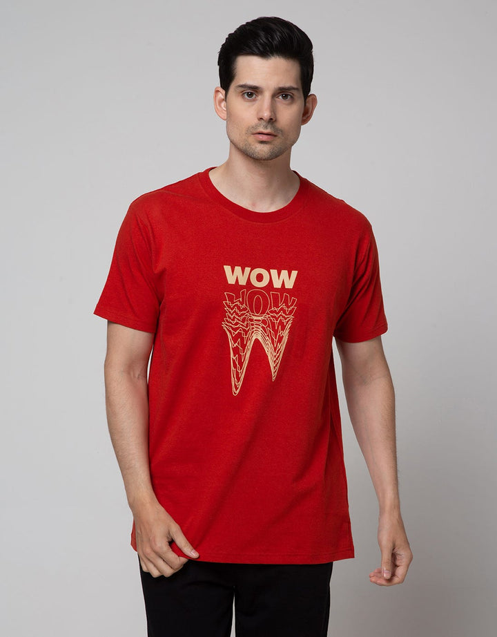 T Zone Letter Wow Men's Big Size T-Shirt
