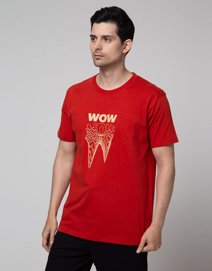 T Zone Letter Wow Men's Big Size T-Shirt
