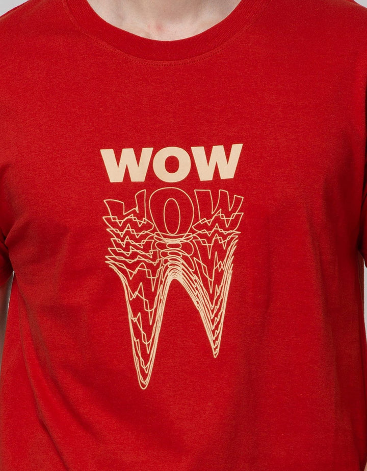 T Zone Letter Wow Men's Big Size T-Shirt