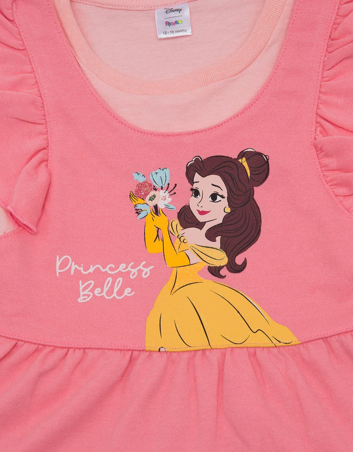 Disney Short Sleeve Midi Dress Tiered Princess Belle