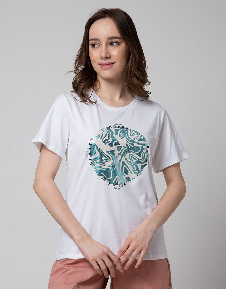 Details Short Sleeve T-Shirt Reguler Tee Print With Glitz Artwork Words On