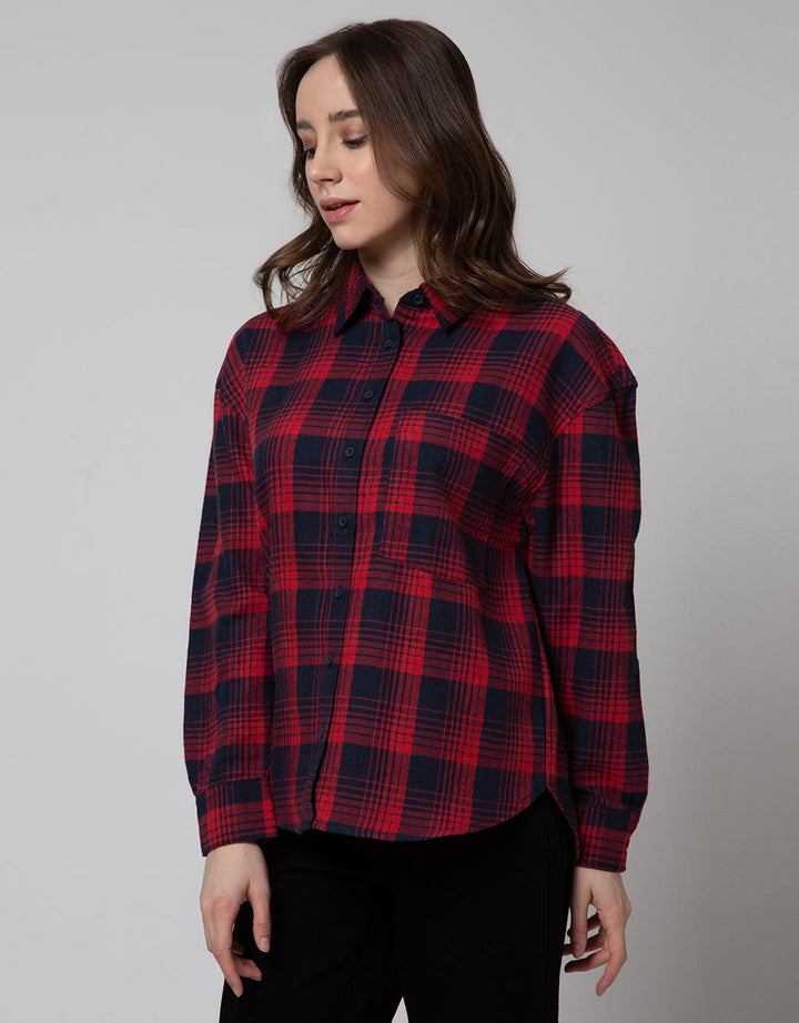 Nevada Long Sleeve Shirt Check Rayon Twill