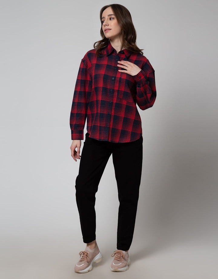 Nevada Long Sleeve Shirt Check Rayon Twill