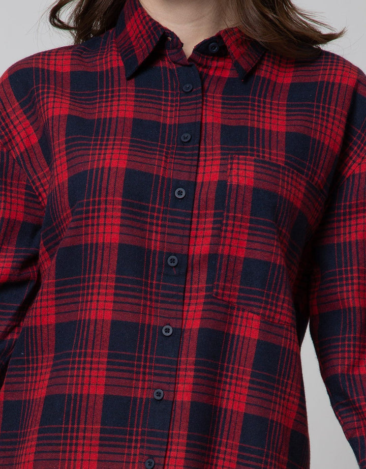 Nevada Long Sleeve Shirt Check Rayon Twill