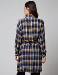 Nevada Long Sleeve Maxi Dress Check Rayon Twill