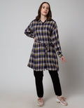Nevada Long Sleeve Maxi Dress Check Rayon Twill