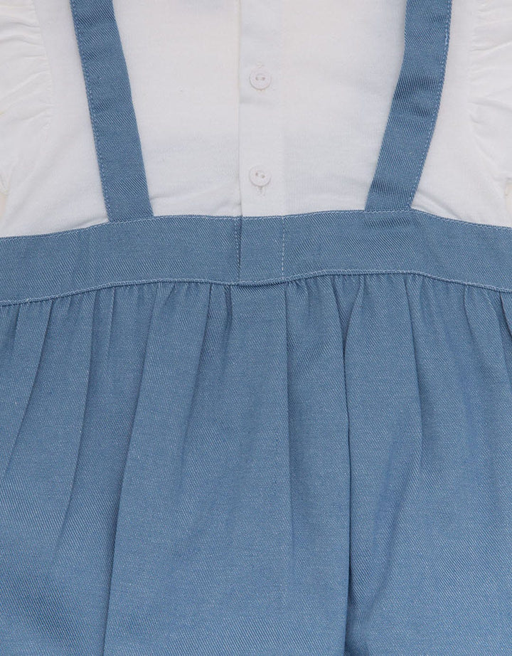 Pipiniko Embroidered Chambray Girls Romper