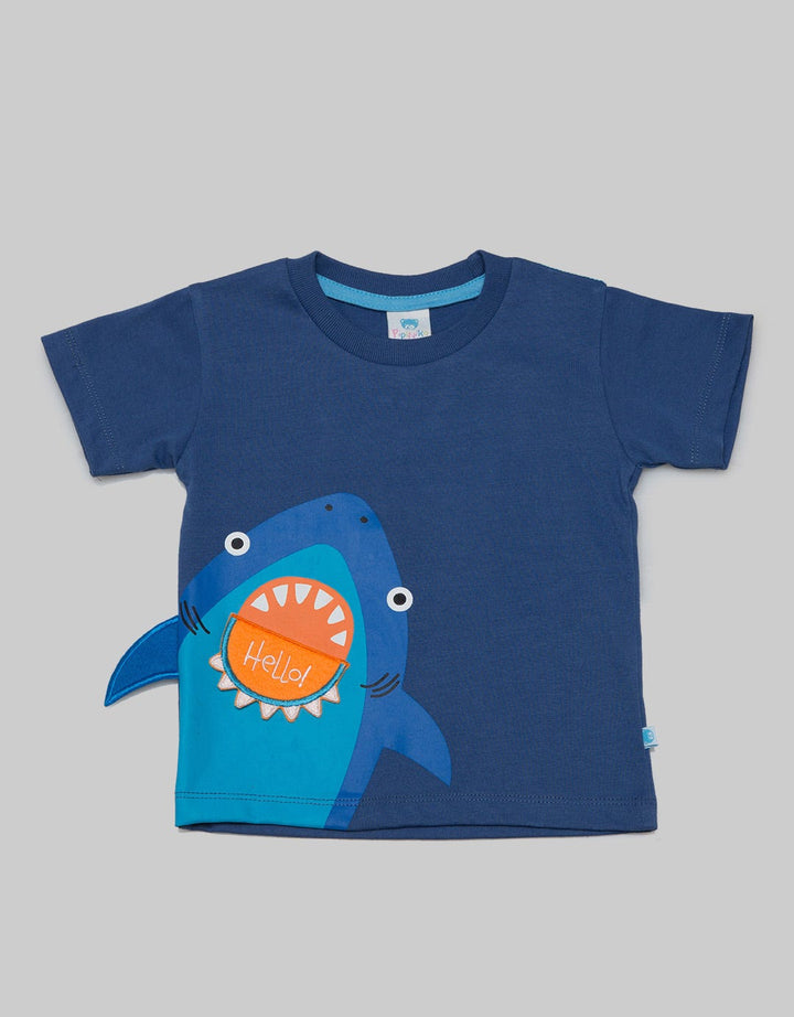 Pipiniko Shark Hello Kaos Anak Laki-laki
