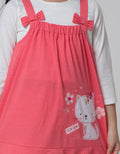 Little M Long Sleeve Midi Dress Overall Polka Dot Cat