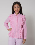 Nevada Ruffles Stripe Kemeja Anak Perempuan