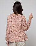 Connexion Long Sleeve Blouse Floral Print Crinkle