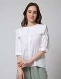 Connexion Laser Cut Collar Blouse Wanita