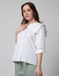 Connexion Laser Cut Collar Blouse Wanita