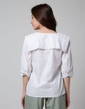 Connexion Laser Cut Collar Blouse Wanita