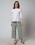 Connexion Laser Cut Collar Blouse Wanita