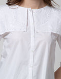 Connexion Laser Cut Collar Blouse Wanita