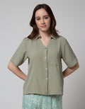 Connexion Short Sleeve Blouse Airflow Crinkle With Pocket Shirt