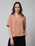 Connexion Short Sleeve Blouse Airflow Crinkle With Pocket Shirt