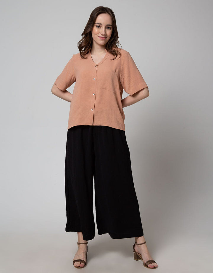 Connexion Short Sleeve Blouse Airflow Crinkle With Pocket Shirt