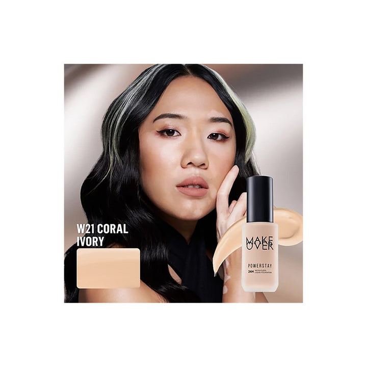 MAKE OVER Powerstay 24H Weightless Liquid Foundation W21 Coral Ivory 40 ml