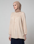 Annisa Long Sleeve Blouse With Smok On Chest