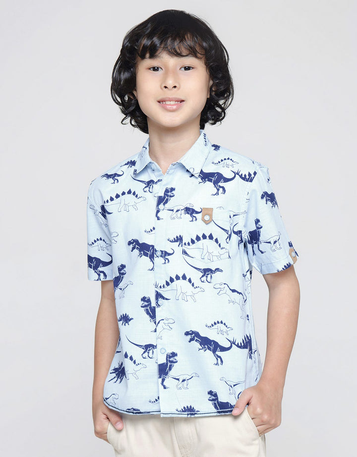 Little M Short Sleeve Shirt Slub Dino