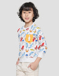 Little M Sweater Anak Laki-laki Print Ikan Kantong Gantung