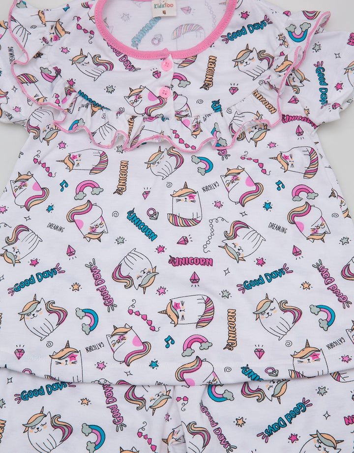 Kidz Too Set Ruffle Depan Fp Unicorn Good Day 4