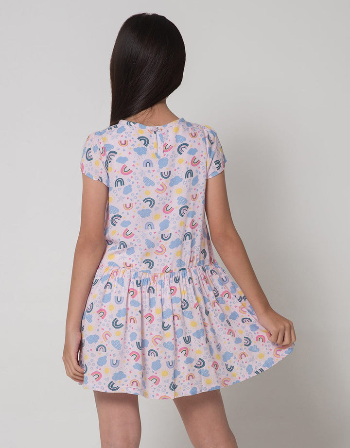 Kidz Too Rainbow Print Dress Anak Perempuan