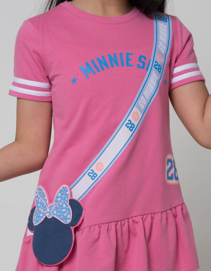 Disney Short Sleeve Midi Dress Babyterry Sling Bag Minnie