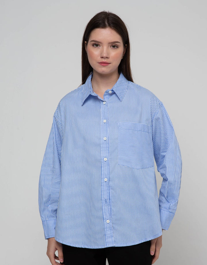 Nevada Stripe Top Kemeja Wanita