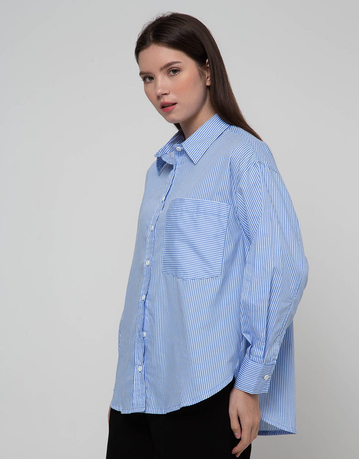 Nevada Stripe Top Kemeja Wanita