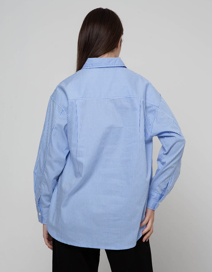 Nevada Stripe Top Kemeja Wanita