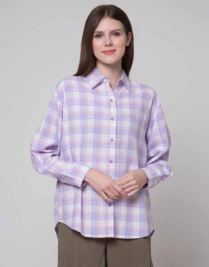 Nevada Long Sleeve Shirt Woven Check Rayon
