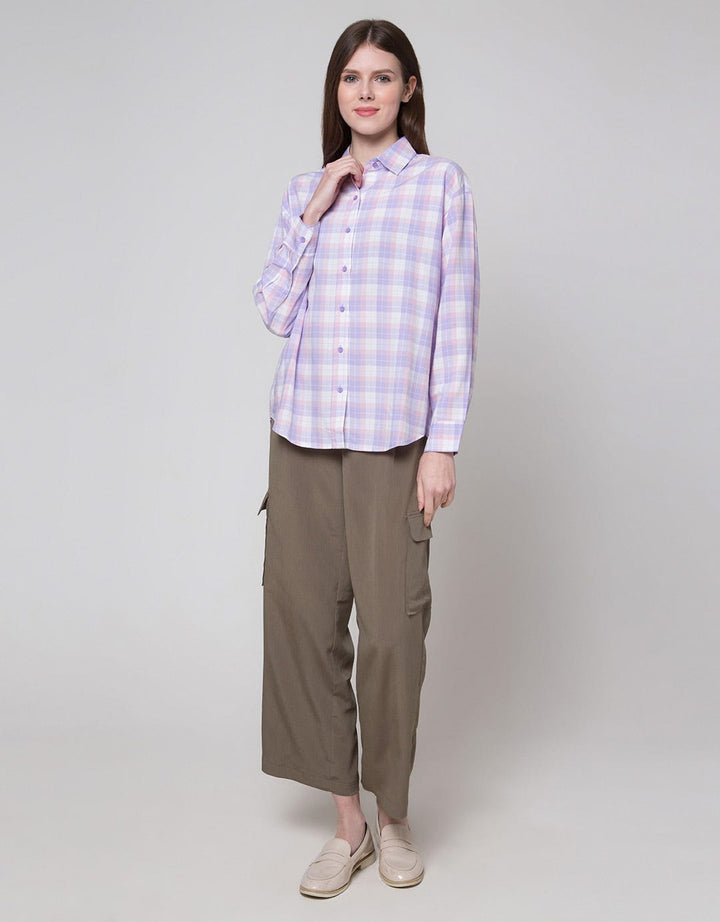 Nevada Long Sleeve Shirt Woven Check Rayon