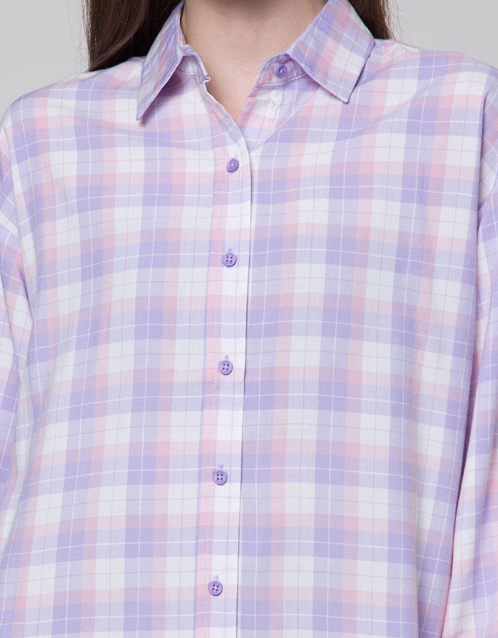 Nevada Long Sleeve Shirt Woven Check Rayon